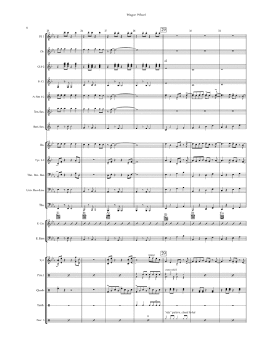 Wagon Wheel Wagon Wheel Marching Band scores gallery preview page 6