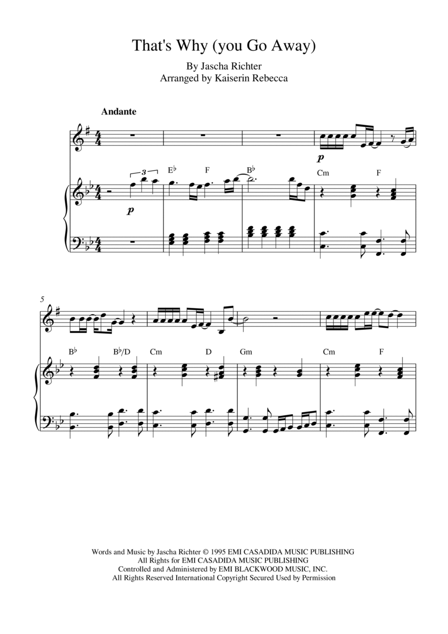 That's Why (you Go Away) Alto Saxophone scores gallery preview page 1