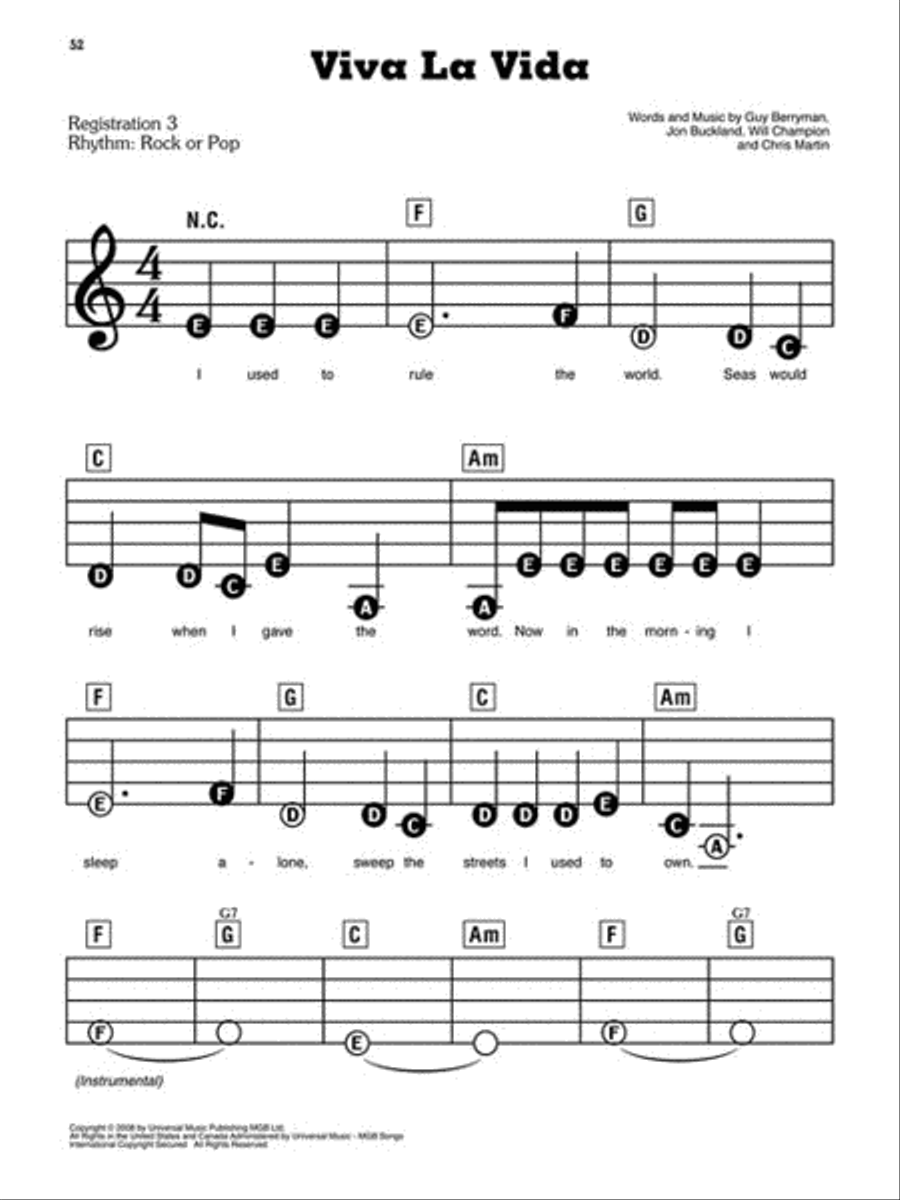 Coldplay Coldplay Electronic Keyboard scores gallery preview page 4