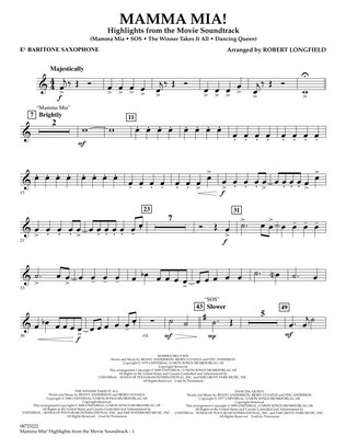 Book cover for Mamma Mia! - Highlights from the Movie Soundtrack - Eb Baritone Saxophone
