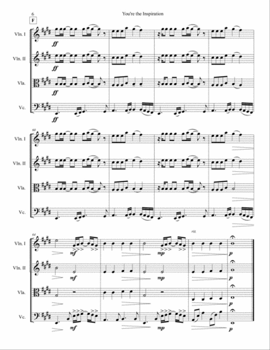 You're The Inspiration You're The Inspiration String Quartet scores gallery preview page 6