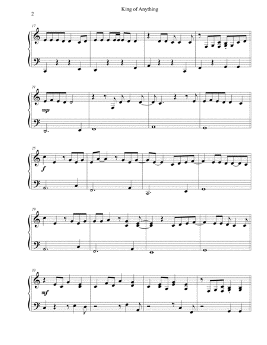King Of Anything Easy Piano scores gallery preview page 2