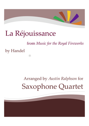 Book cover for La Rejouissance (Fireworks) - sax quartet