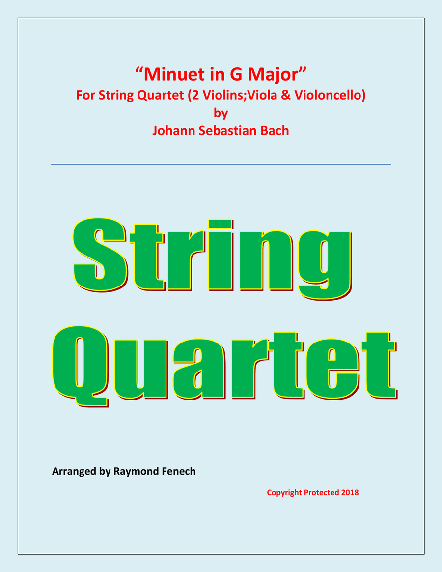 Minuet in G Major - J.S.Bach - String Quartet String Quartet scores gallery preview page 1