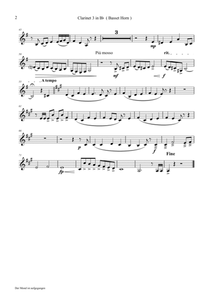 Der Mond ist aufgegangen - German Folk Song - Clarinet Quartet image number null