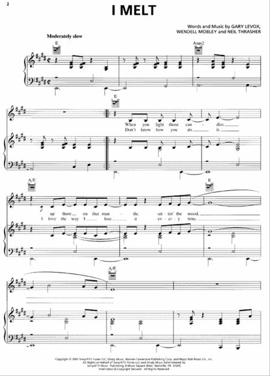 I Melt Piano, Vocal, Guitar scores gallery preview page 2