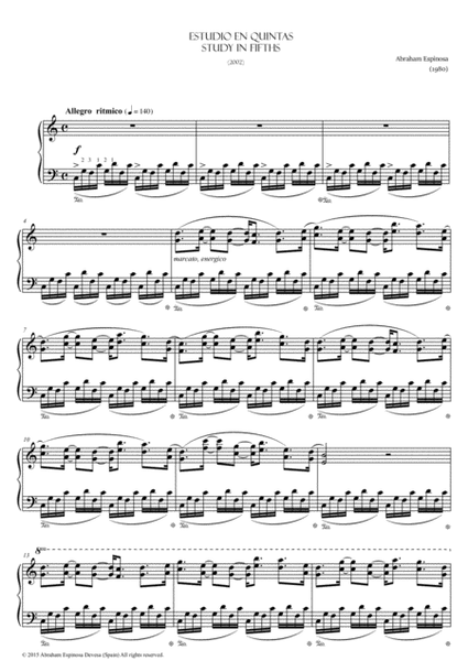 Estudio en quintas - Study in fifhts Piano Method - Digital Sheet Music