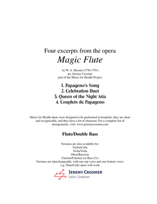 Book cover for Mozart: Magic Flute selections - Music for Health Duet for Flute/Double Bass