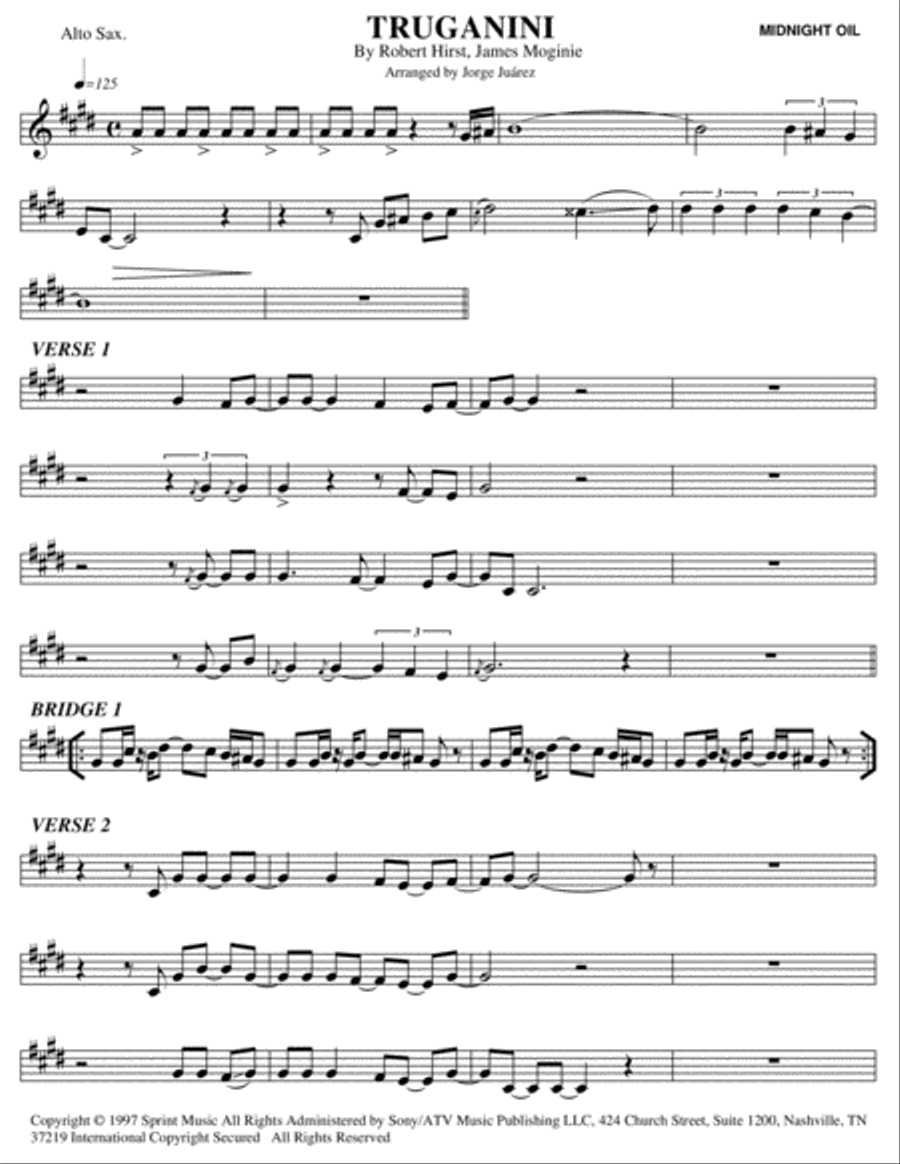 Truganini Alto Saxophone scores gallery preview page 1