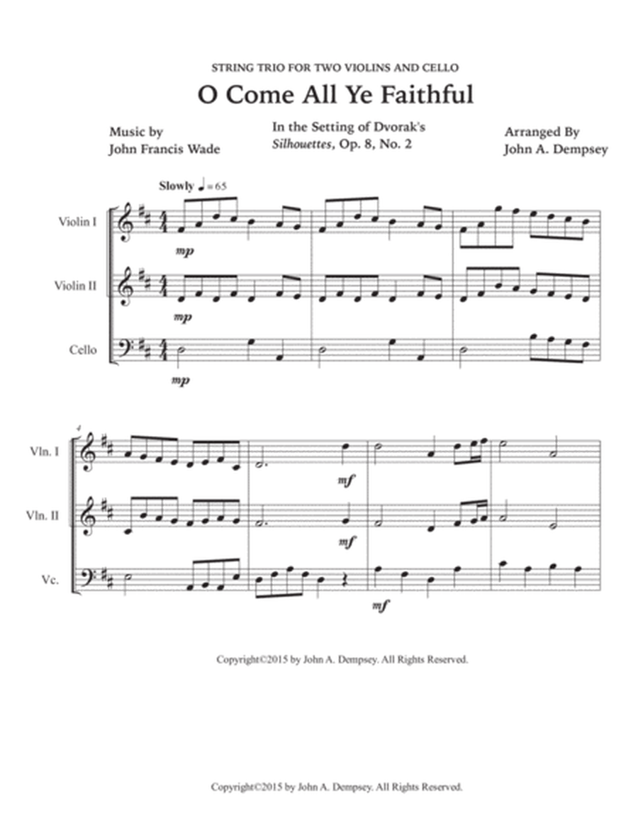 O Come All Ye Faithful (String Trio): Two Violins and Cello image number null