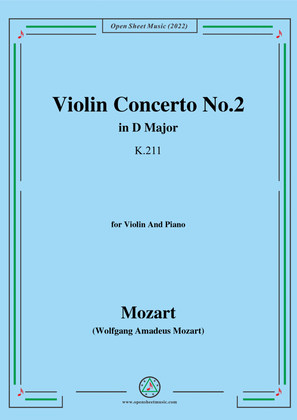 Book cover for Mozart-Violin Concerto No.2 in D Major,K.211,for Violin and Piano