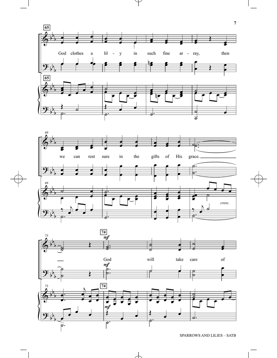 Sparrows And Lilies 4-Part scores gallery preview page 6