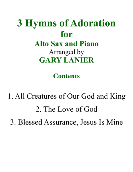 6 HYMNS of Adoration & Guidance Set 1 & 2 (Duets - Alto Sax and Piano with Parts) image number null