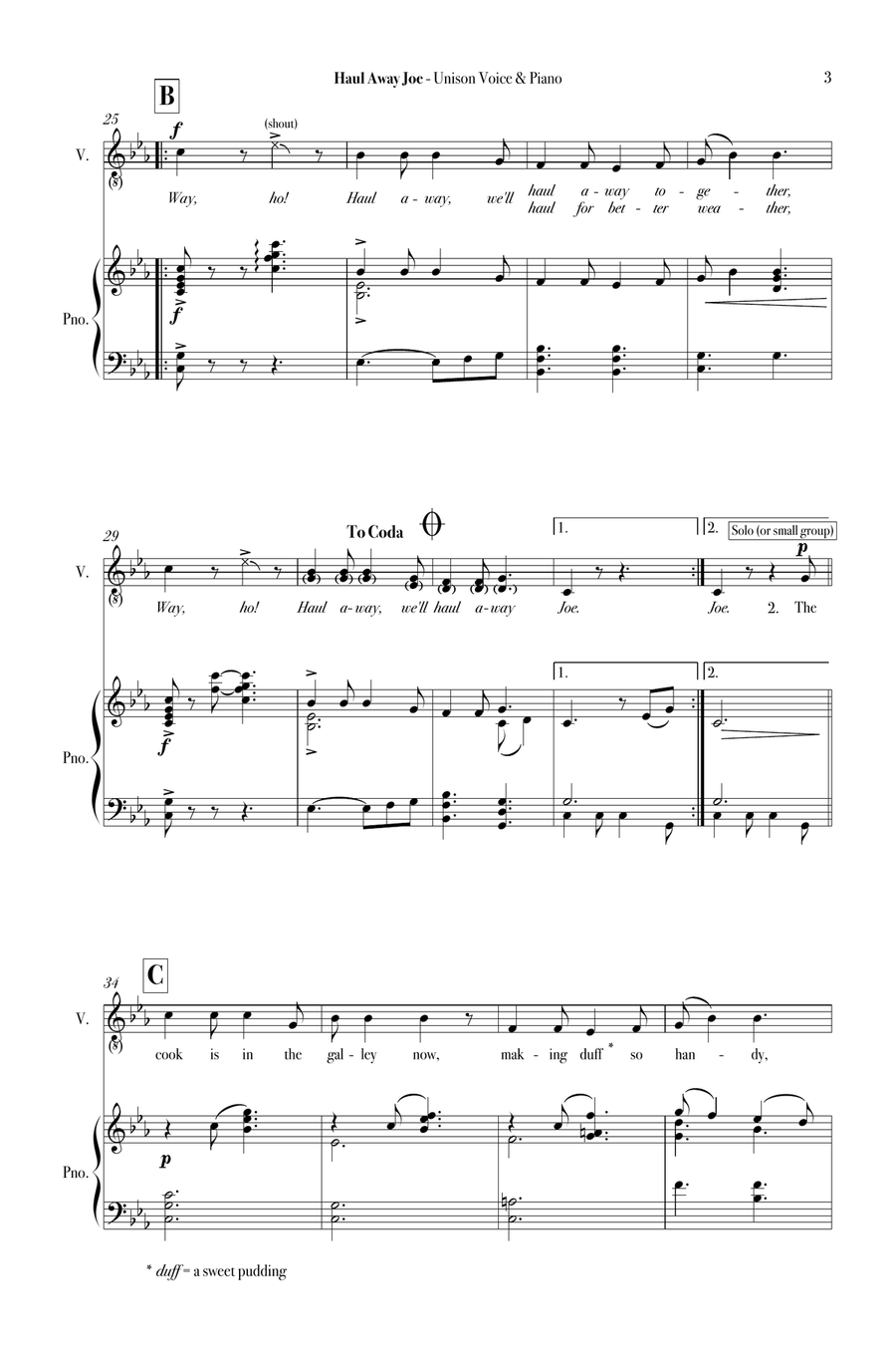 Haul Away Joe Haul Away Joe Unison Choir scores gallery preview page 5