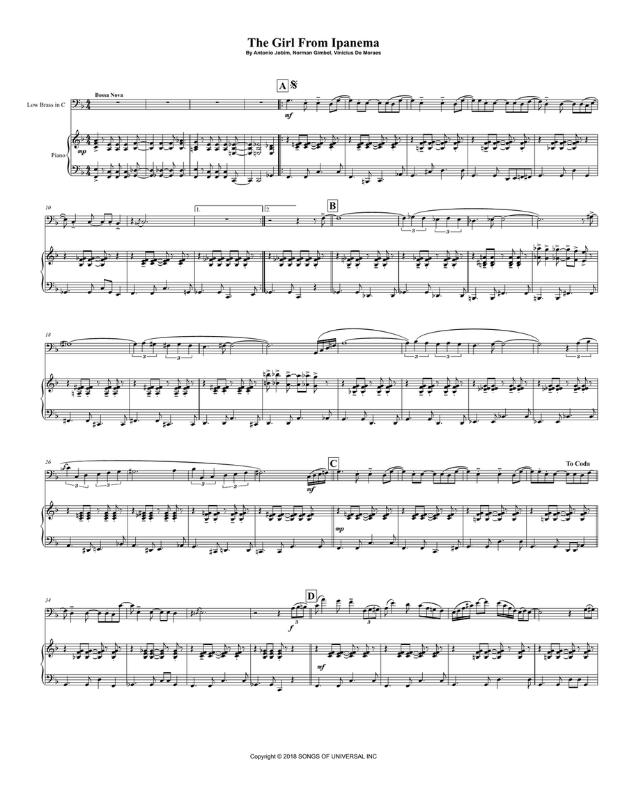 The Girl From Ipanema (garôta De Ipanema) Brass Duet scores gallery preview page 2