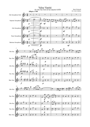 Book cover for Valse Vanité (transcription for Alto Saxoophone Solo & Saxophone Quartet SATB)