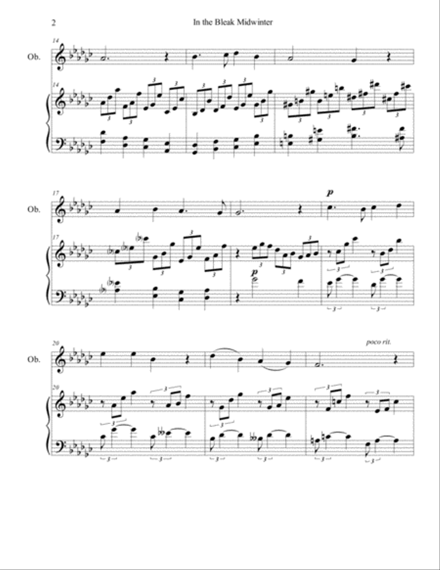 In the Bleak Midwinter (oboe/piano), arr. Brenda Portman Piano scores gallery preview page 2