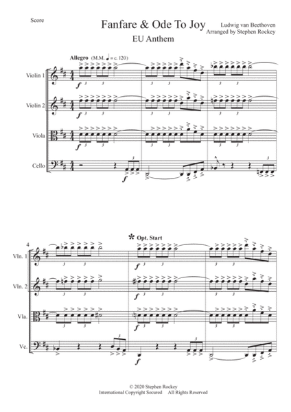 Fanfare and Ode To Joy for String Quartet image number null