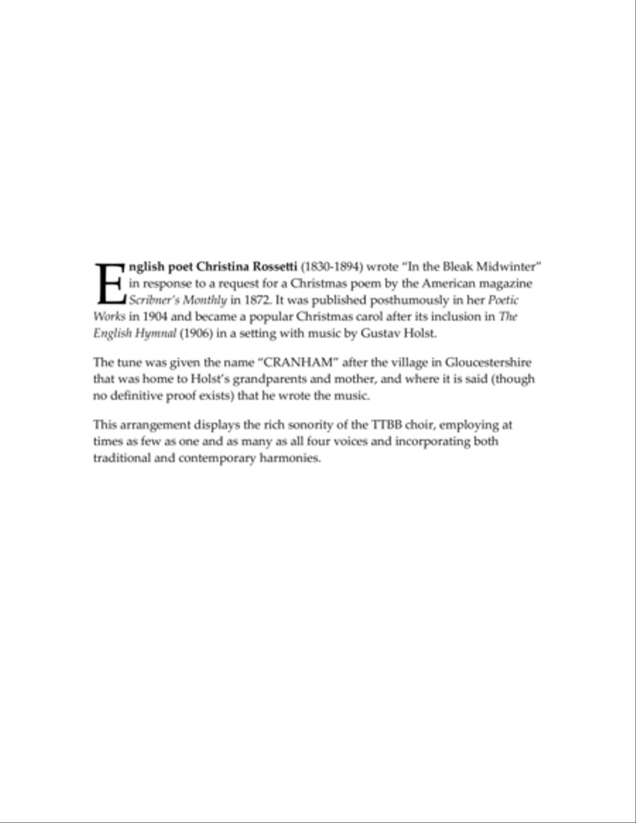 In the Bleak Midwinter - TTBB voices TTBB scores gallery preview page 2