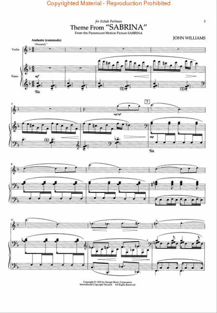 Theme from Sabrina Violin Solo scores gallery preview page 2
