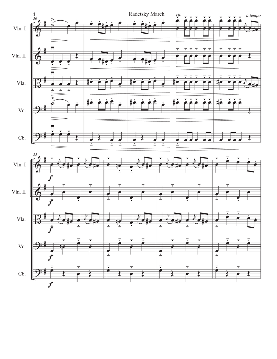 Radetzky March for String Orchestra String Quartet scores gallery preview page 4