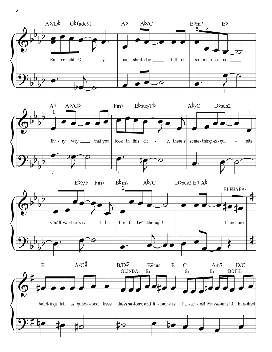 One Short Day (from Wicked) Easy Piano scores gallery preview page 2