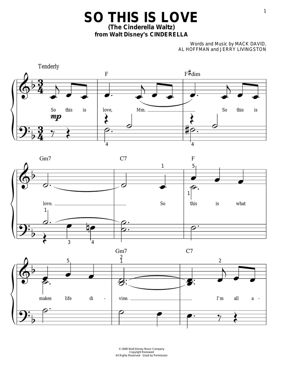 So This Is Love (from Cinderella) Easy Piano scores gallery preview page 1
