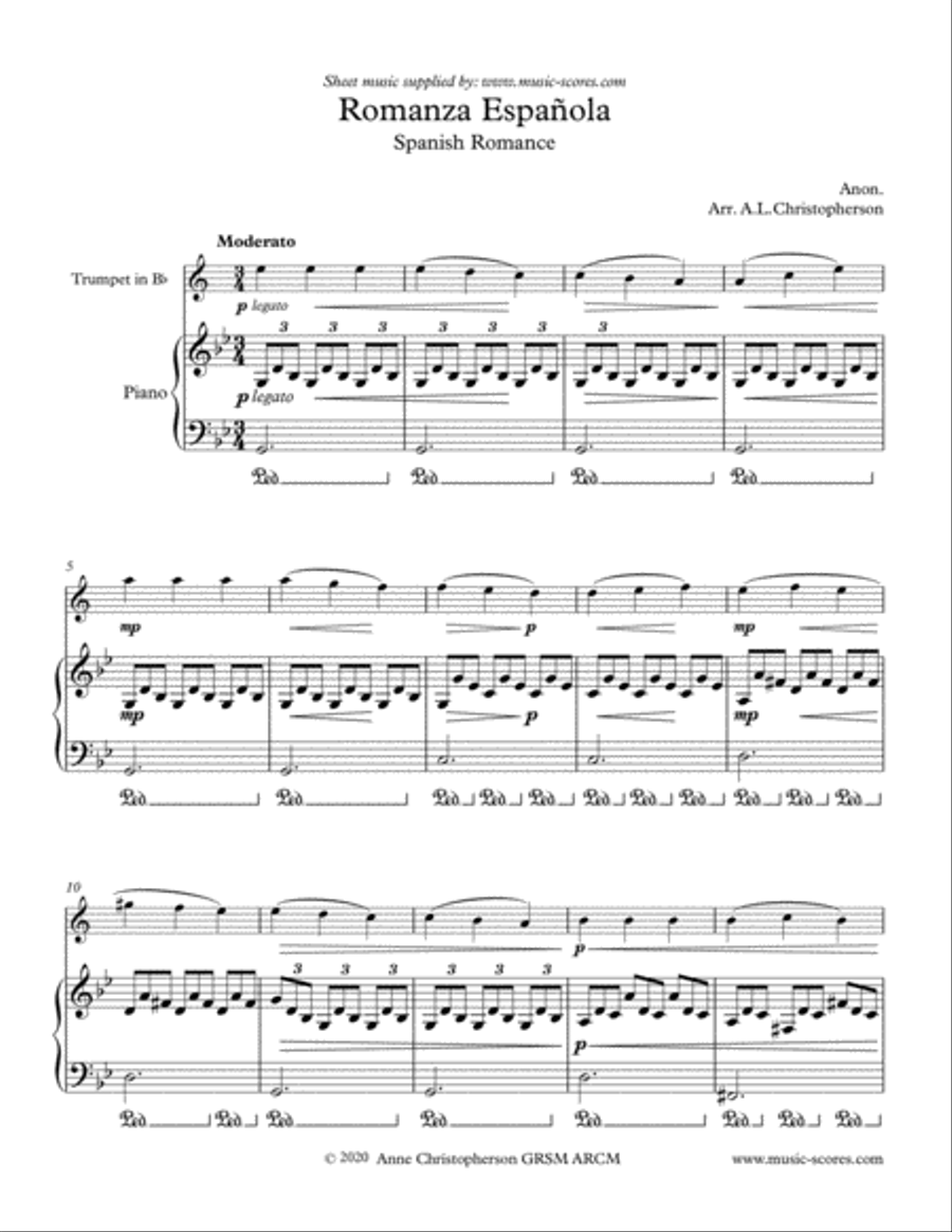 Spanish Romance - Trumpet and Piano Trumpet Solo scores gallery preview page 1