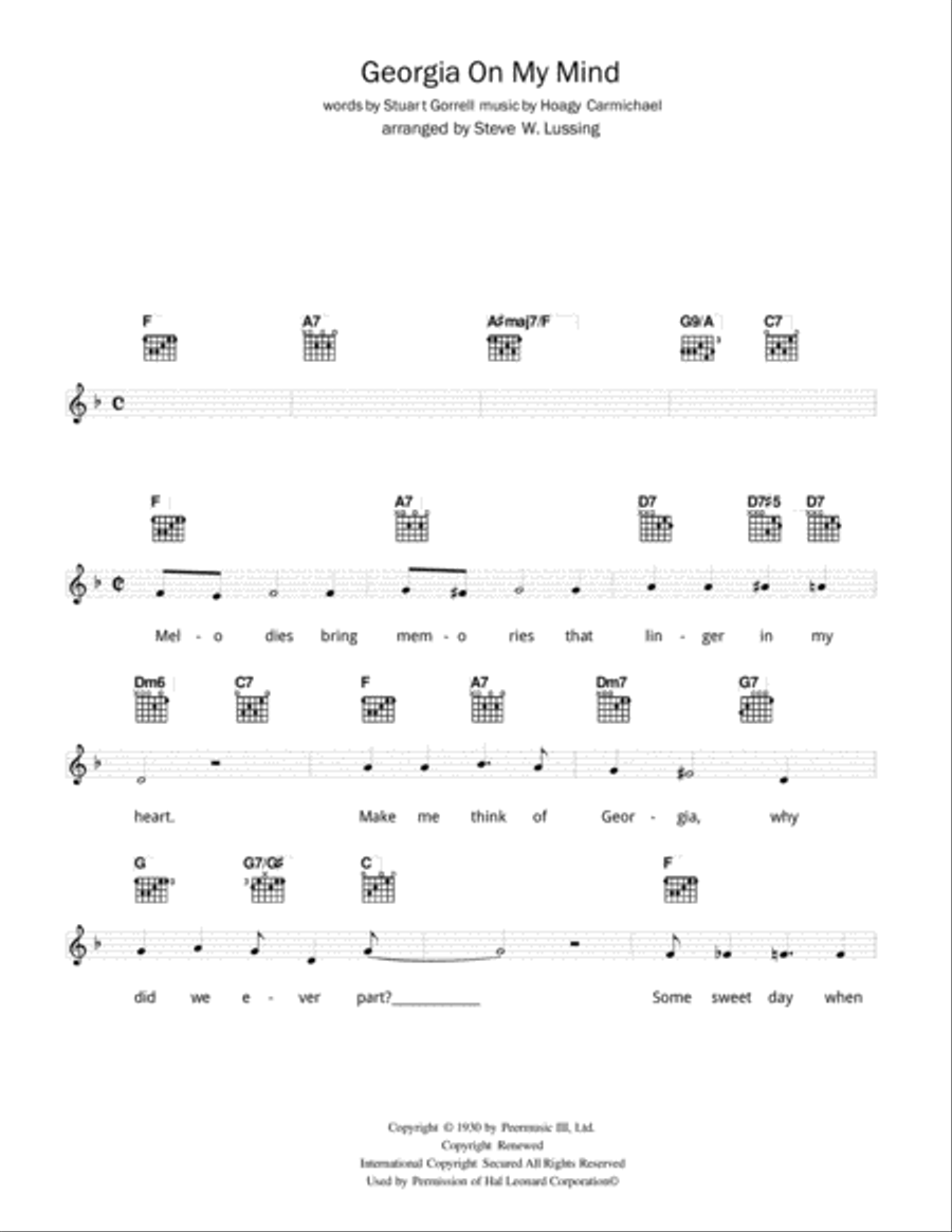 Georgia On My Mind Guitar scores gallery preview page 1