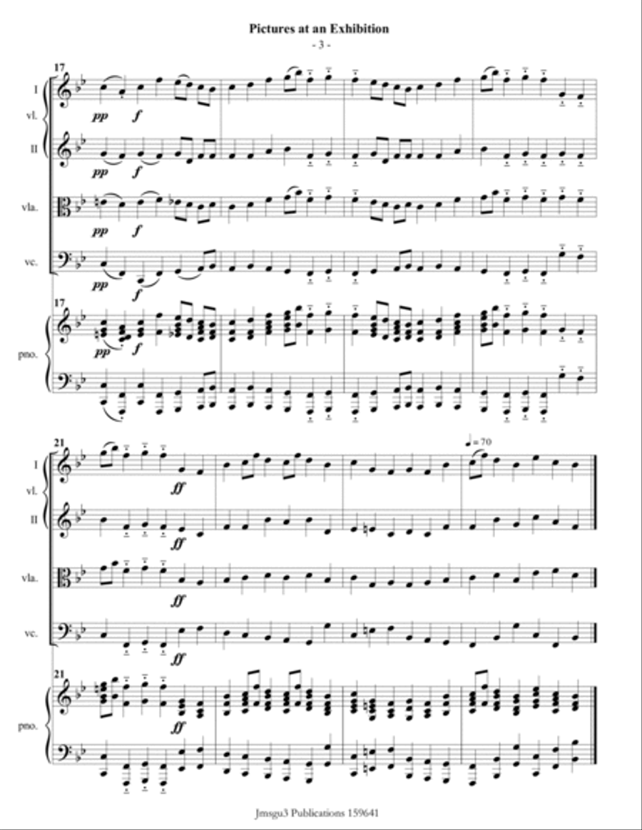 Mussorgsky: Pictures at an Exhibition for Piano Quintet, 1st Edition Piano Quintet scores gallery preview page 3