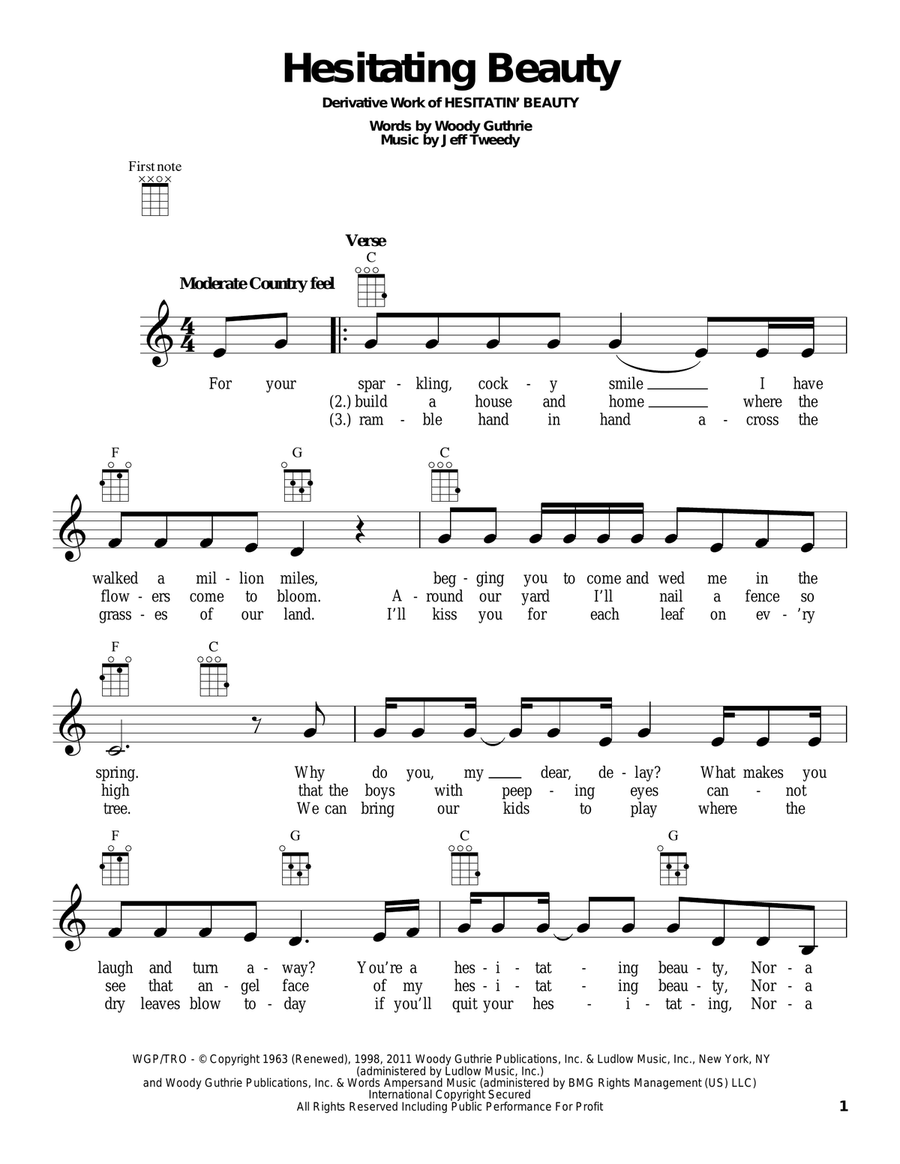 Hesitating Beauty Ukulele scores gallery preview page 1
