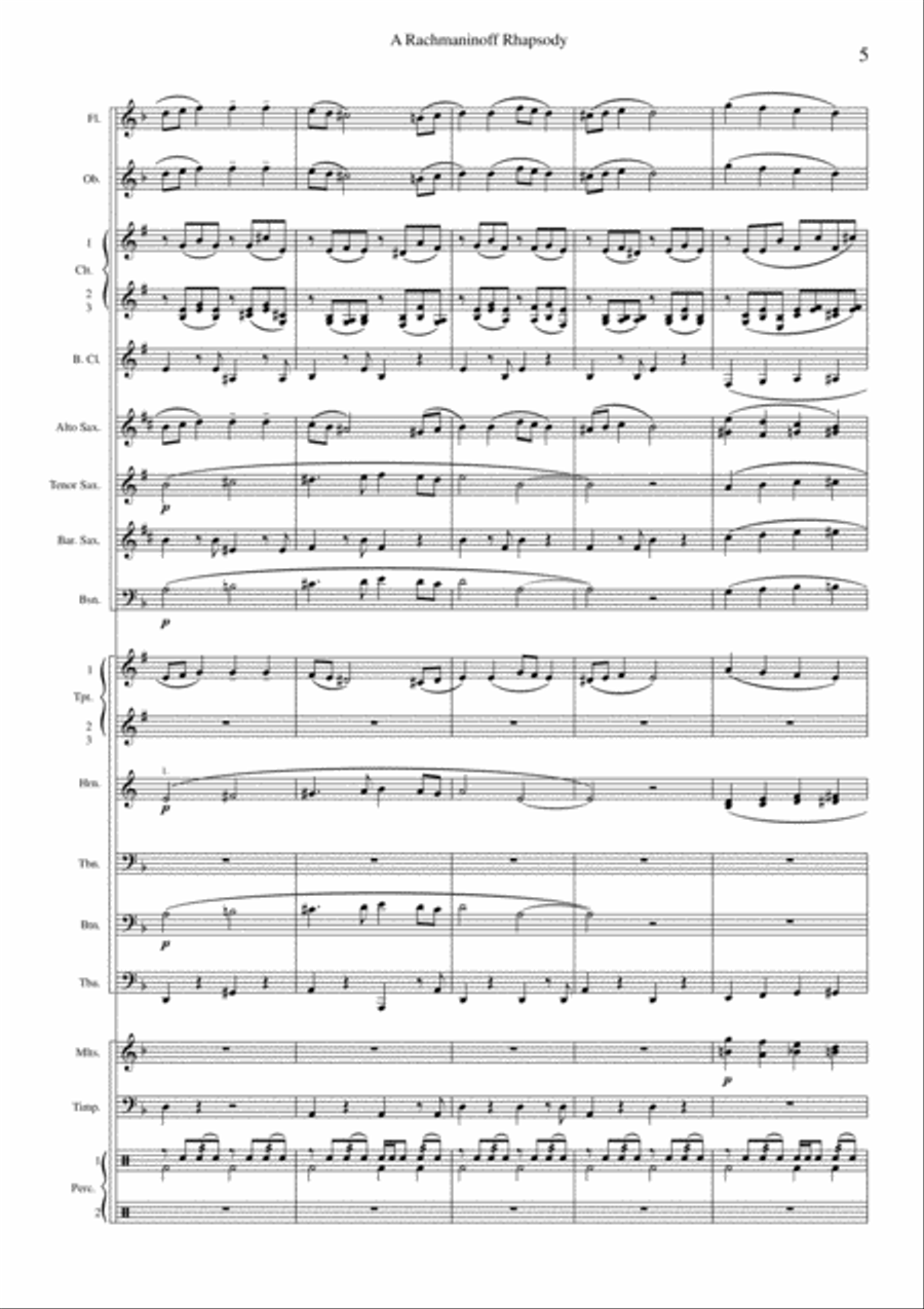 A Rachmaninoff Rhapsody Concert Band scores gallery preview page 5