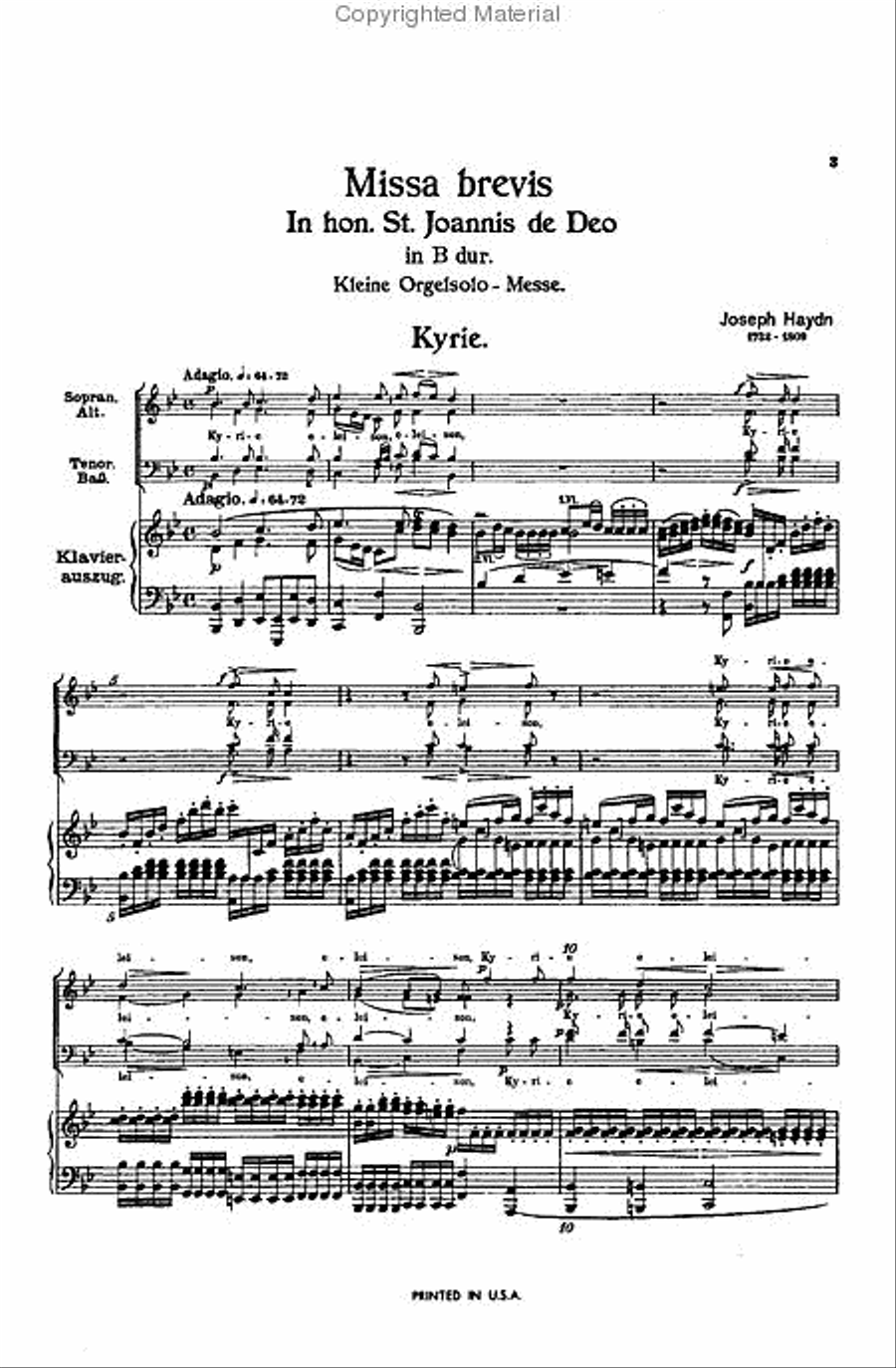 Missa Brevis in B-flat -- in Honor of Saint John of God 4-Part scores gallery preview page 4