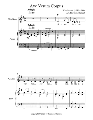 Ave Verum Corpus Alto Voice and Piano - Intermediate level