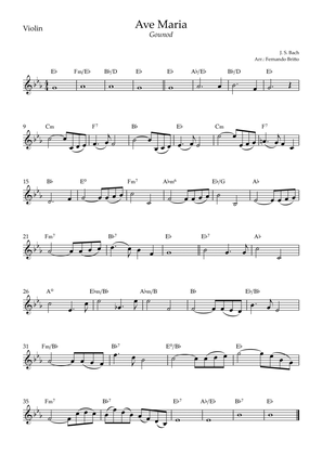 Ave Maria (Gounod) for Violin Solo with Chords (Eb Major)