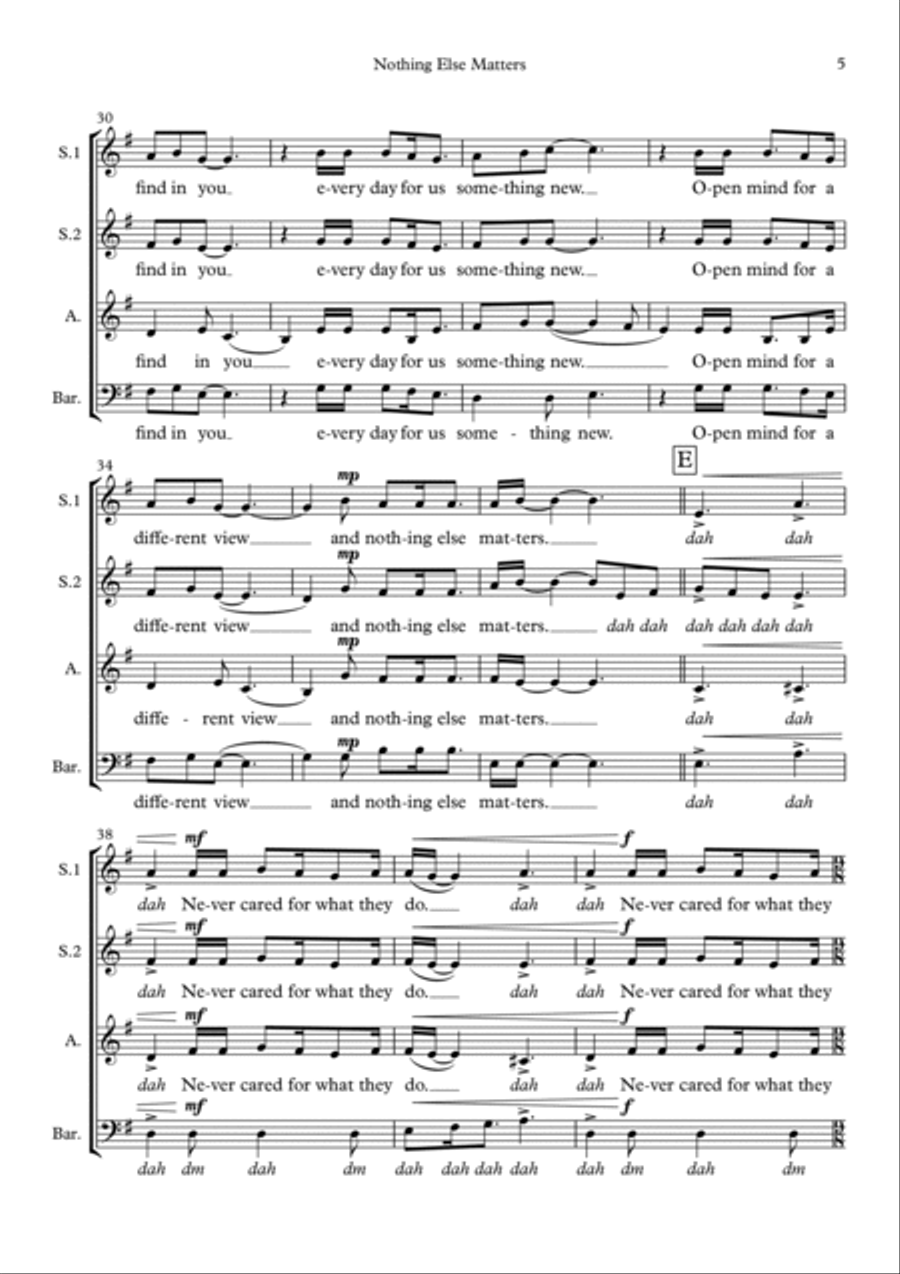 Nothing Else Matters 3-Part scores gallery preview page 5