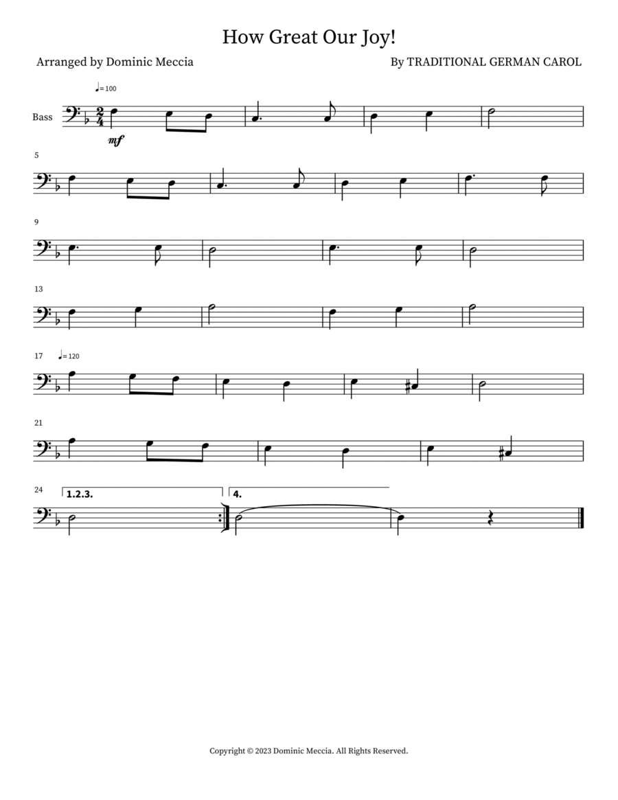 How Great Our Joy! Double Bass scores gallery preview page 1