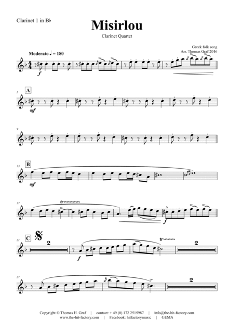 Misirlou - Pulp Fiction - Clarinet Quartet Clarinet Quartet scores gallery preview page 5