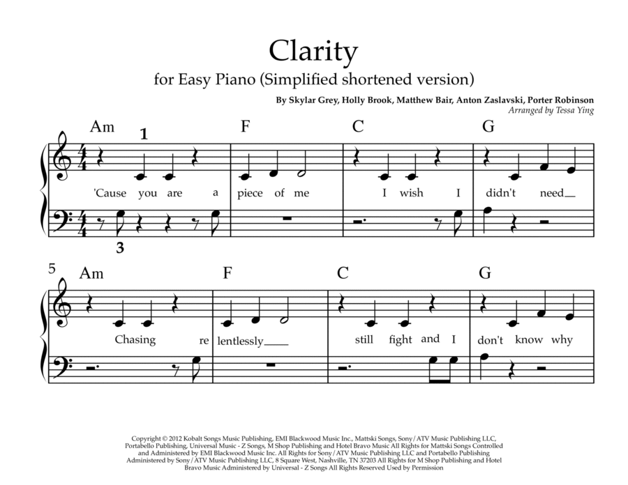 Clarity Easy Piano scores gallery preview page 1