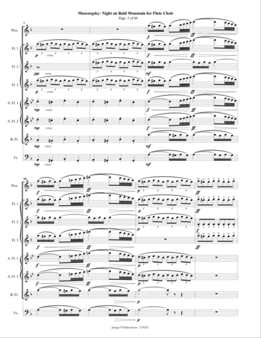 Mussorgsky: Night on Bald Mountain for Flute Choir Flute Choir scores gallery preview page 2