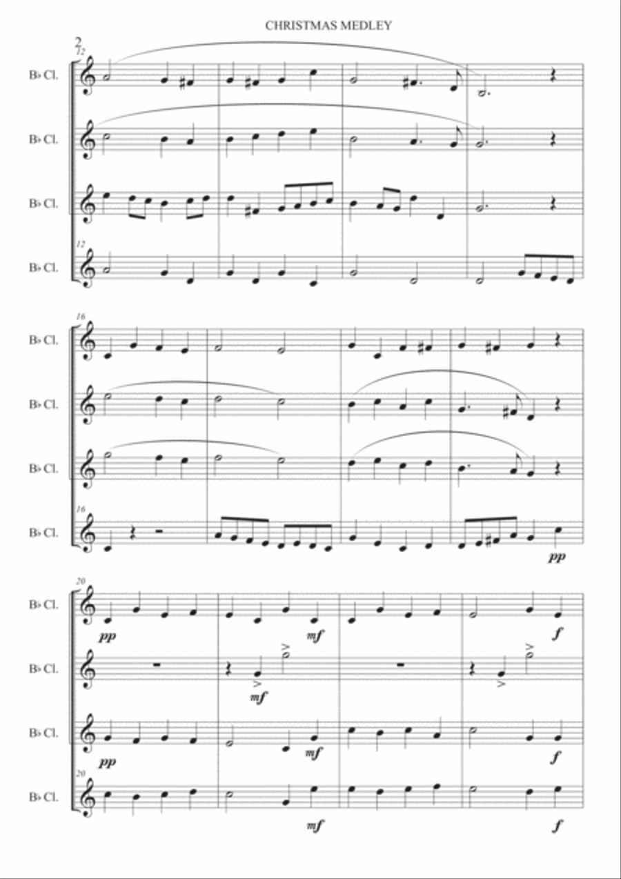 Christmas medley - Clarinet quartet Clarinet Quartet scores gallery preview page 2