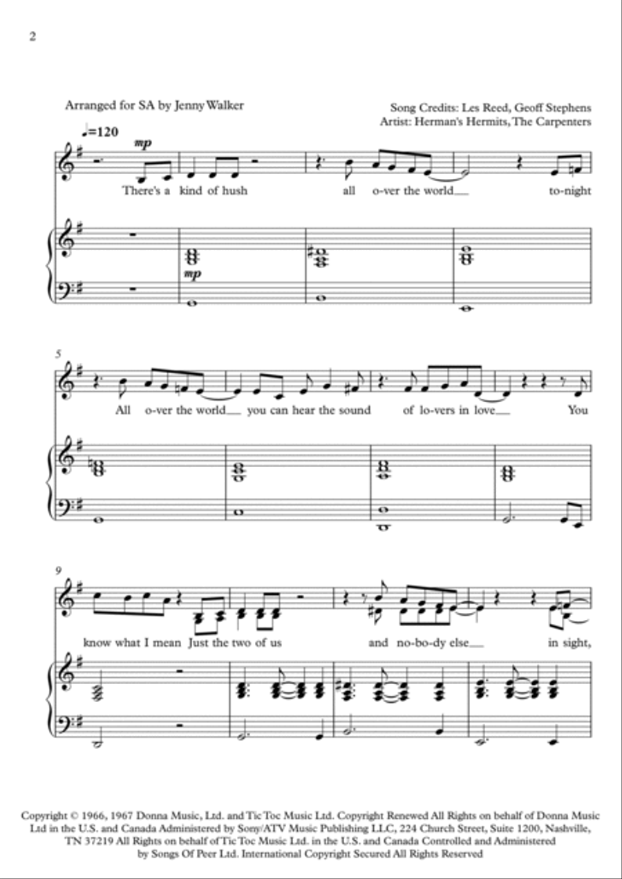 There's A Kind Of Hush (all Over The World) SSA scores gallery preview page 2