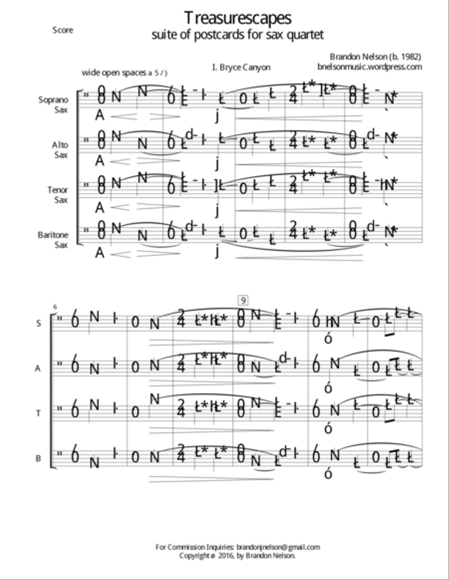 Treasurescapes (sax quartet) Saxophone Quartet scores gallery preview page 3