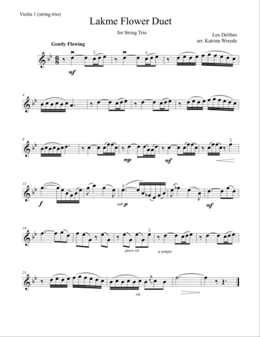 Lakme Flower Duet for Two Violins and Cello String Trio scores gallery preview page 3