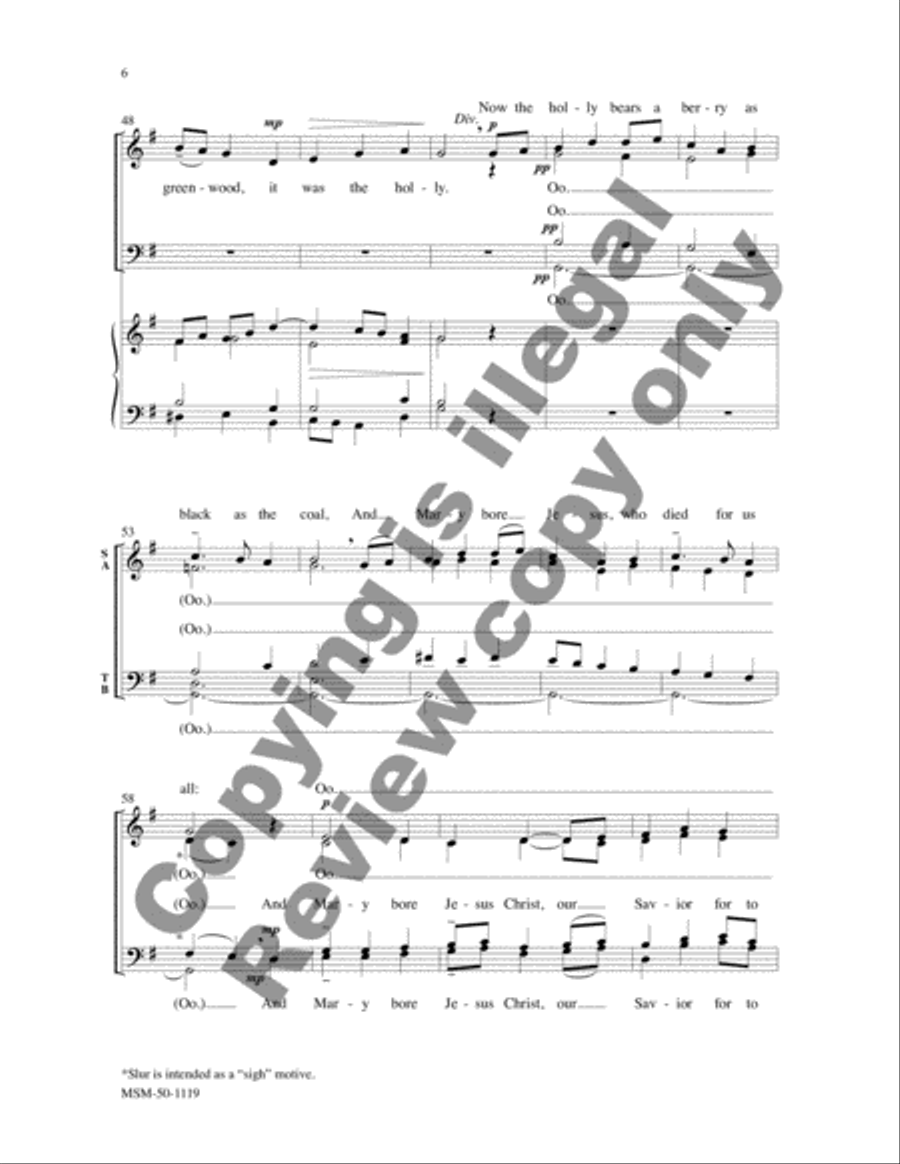 Sans Day Carol (Now the Holly Bears a Berry) 4-Part scores gallery preview page 6