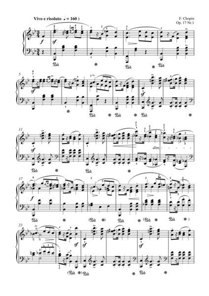 Chopin Mazurka, Op. 17 No. 1
