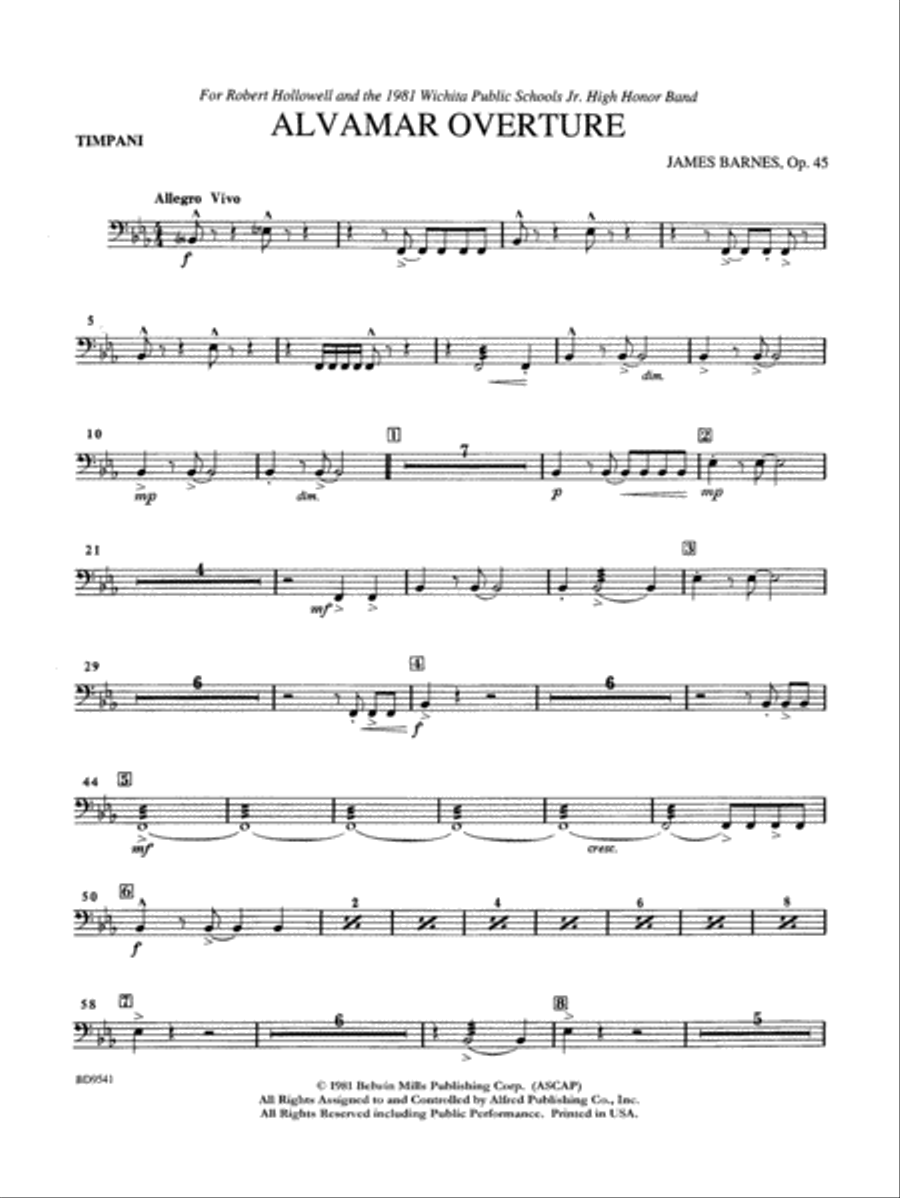 Alvamar Overture: Timpani Concert Band scores gallery preview page 1