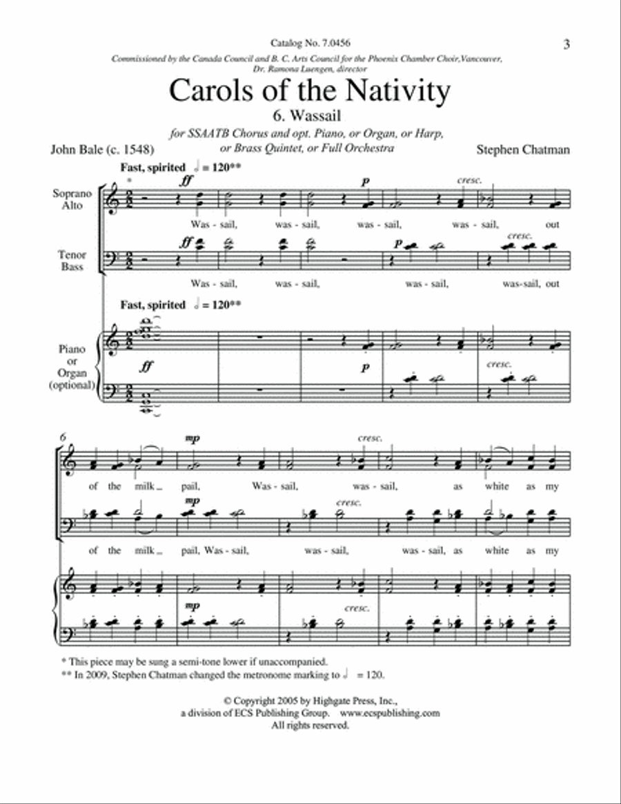 Carols of the Nativity: 6. Wassail SSAATB scores gallery preview page 2