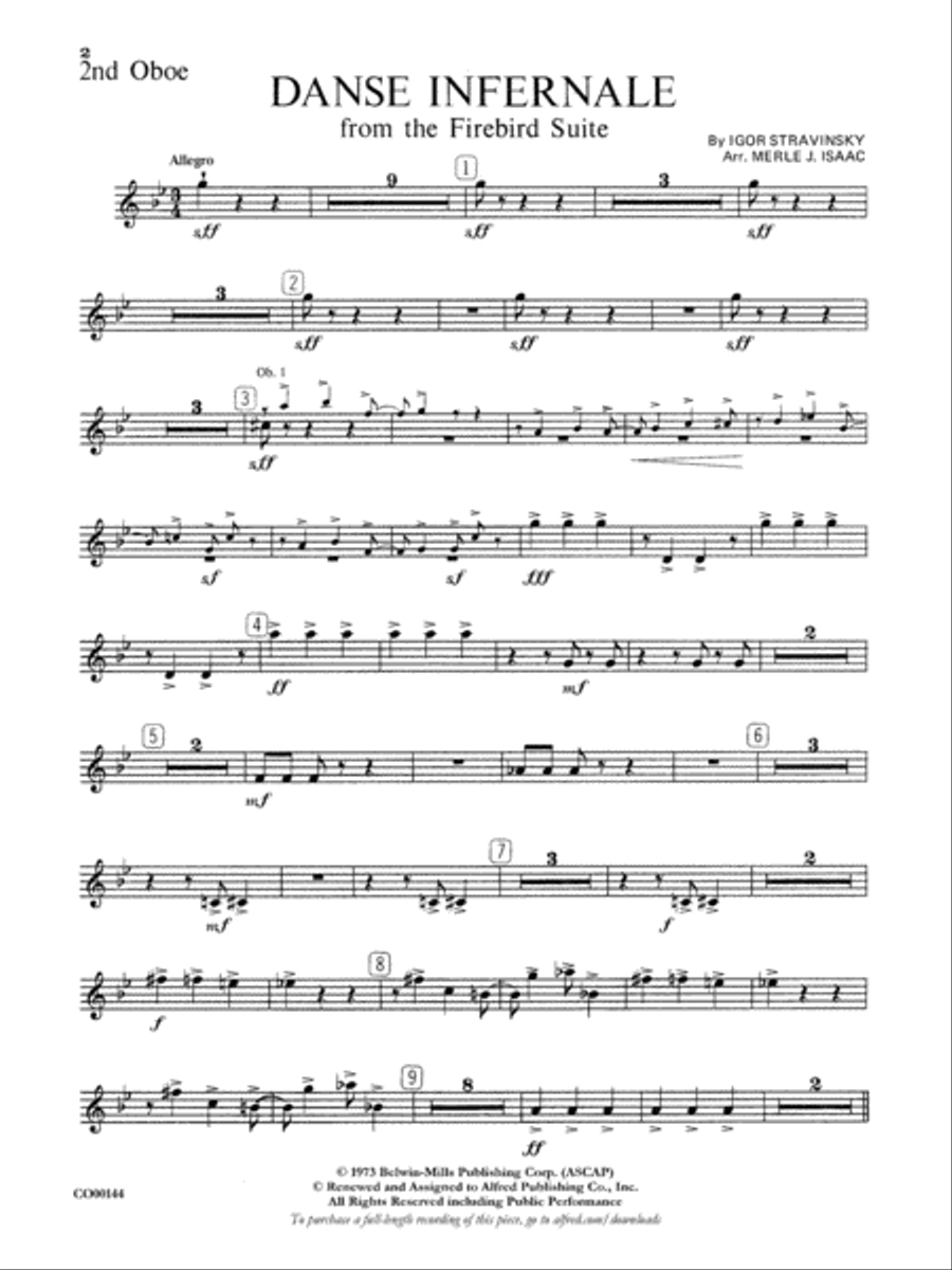 Danse Infernale: 2nd Oboe Full Orchestra scores gallery preview page 1