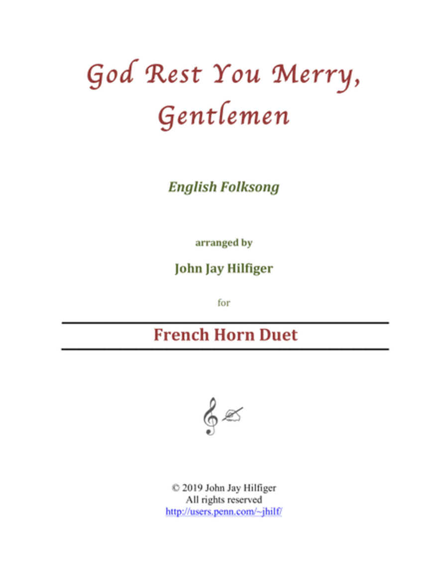 God Rest You Merry, Gentlemen for French Horn Duet image number null